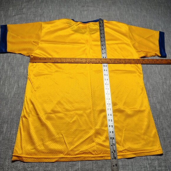 VINTAGE 70s Wilson Jersey Yellow Blue Blank Practice Made In USA Ringer - Picture 5 of 8